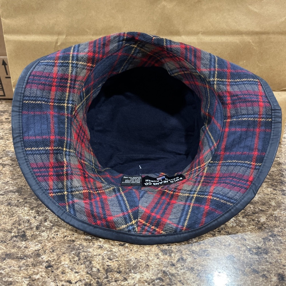 Vtg Polo Ralph Lauren Navy Blue & Heritage Tartan Plaid Toddler Bucket Hat NWTs - Picture 6 of 11
